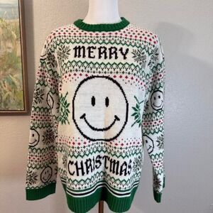 Merry Christmas‎ Smiley Face Sweater | Funny Ugly Christmas Sweater